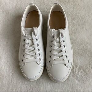 VIONIC Winny White Leather Croc-Embossed Comfort Sneakers | 6.5